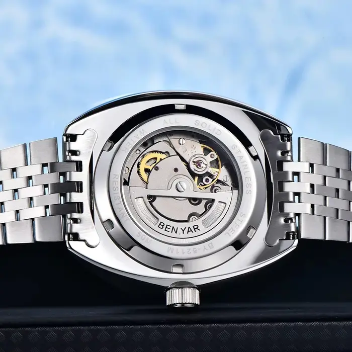 Montre homme BENYAR BY-5211, nouvelle montre de luxe 42 mm, cadran luminescent, étanche 50 m, automatique, mécanique, reloj hombre