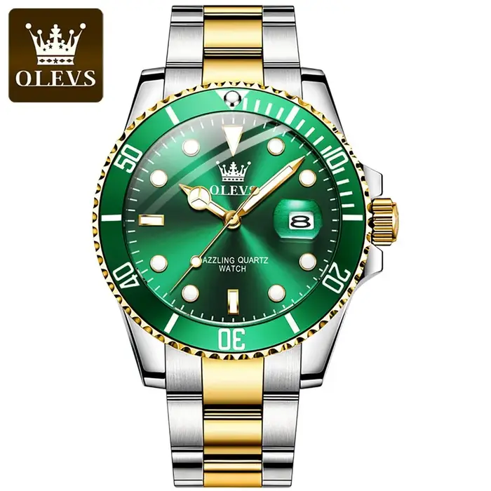 Montre à quartz étanche verte pour homme