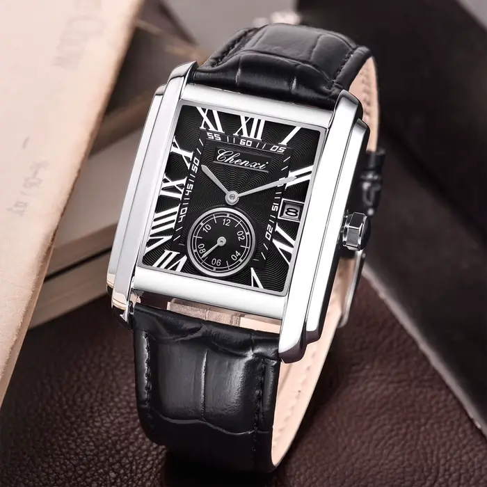Chenxi-Montre de dehors Rectangulaire en Cuir group pour Homme