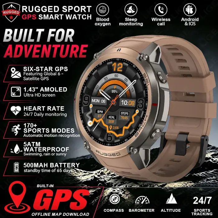 Montre connectée GPS LIGE avec carte hors ligne