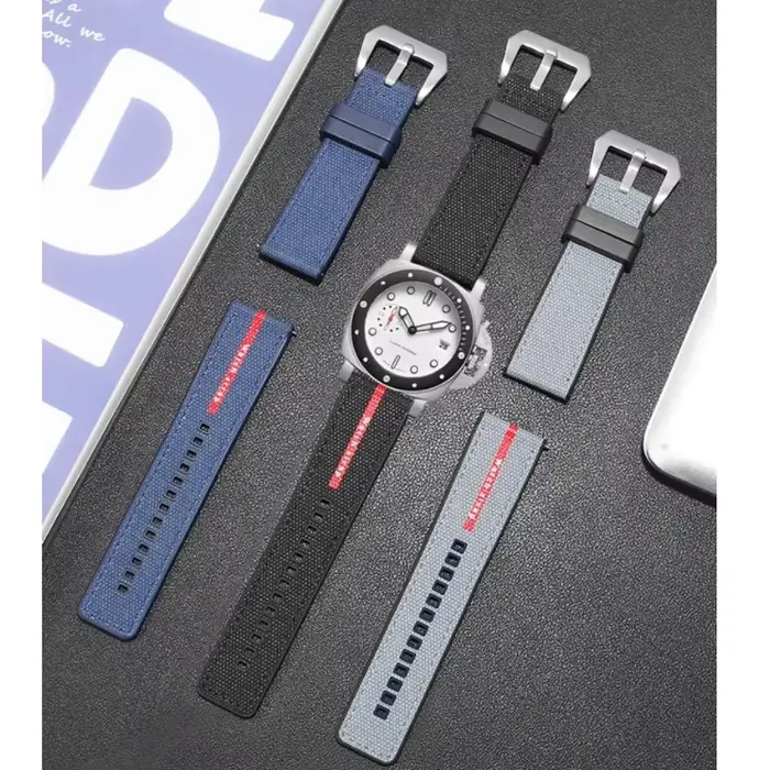 Bracelet de montre en Nylon et caoutchouc