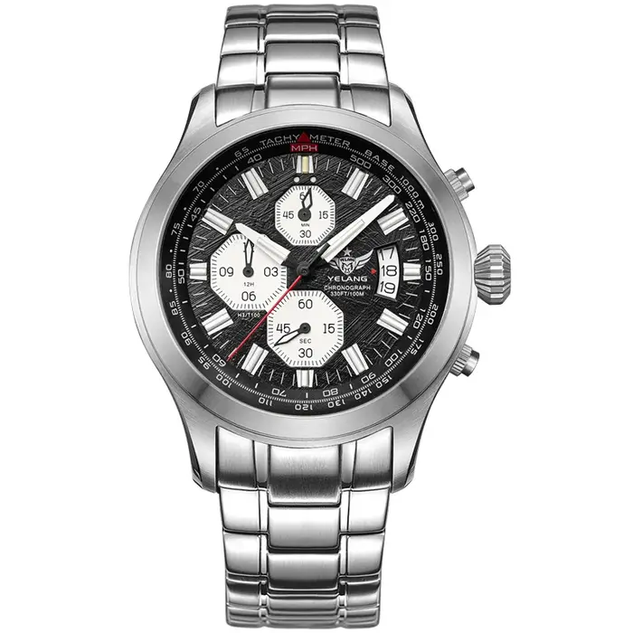 Montre à quartz pour homme Yelang V1029S, 42 mm, mouvement japonais OS10, acier inoxydable luminescent, étanche 10 bars, montres de sport