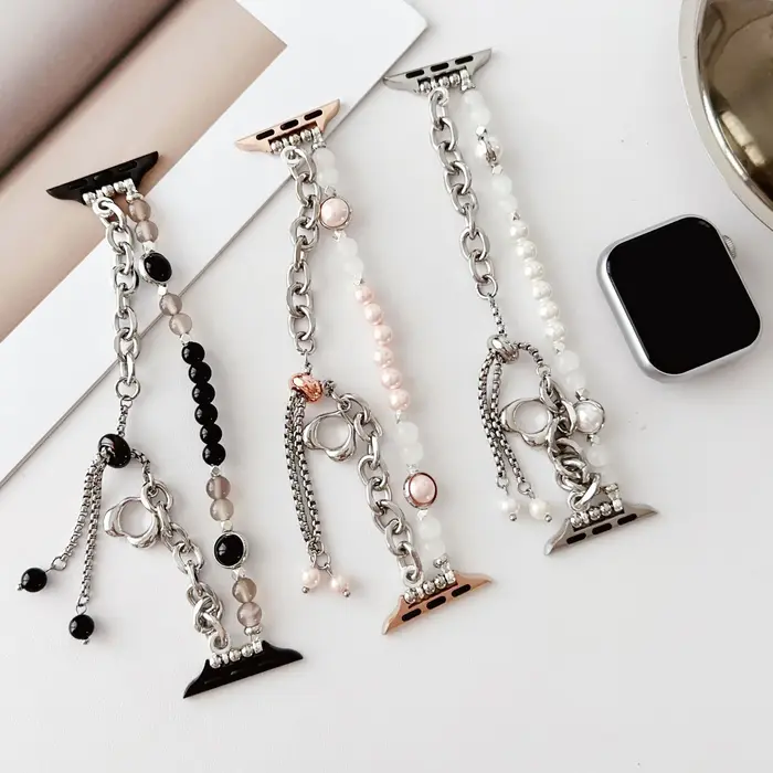Bracelet en perles d'agate pour Apple Watch S10 42mm