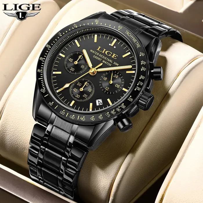 Montres LIGE pour Hommes 2026 NOUVEAU Montre-bracelet à quartz de luxe décontractée pour affaires, a