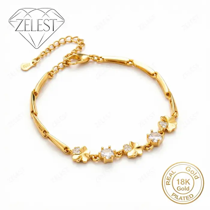 Bracelet en argent sterling 925 plaqué or 18 carats
