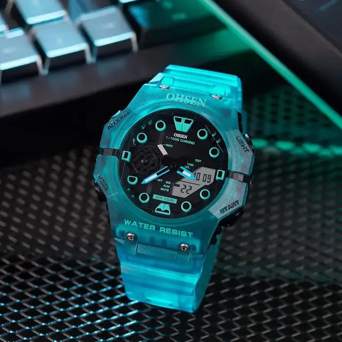 DulMan-Montres numériques étanches pour hommes, montre-bracelet militaire électronique, horloges à quartz pour hommes, heure des touristes, bleu, mode