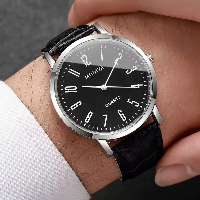 3 pièces/ensemble mode cadran arabe hommes montres d'affaires bracelet en cuir décontracté