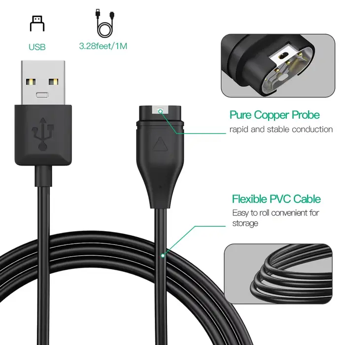 Câble de charge pour montre connectée Garmin Forerunner 165 965 955 265 255 945 955 245 45S 158 55 Venu 3/3s/2/SQ2