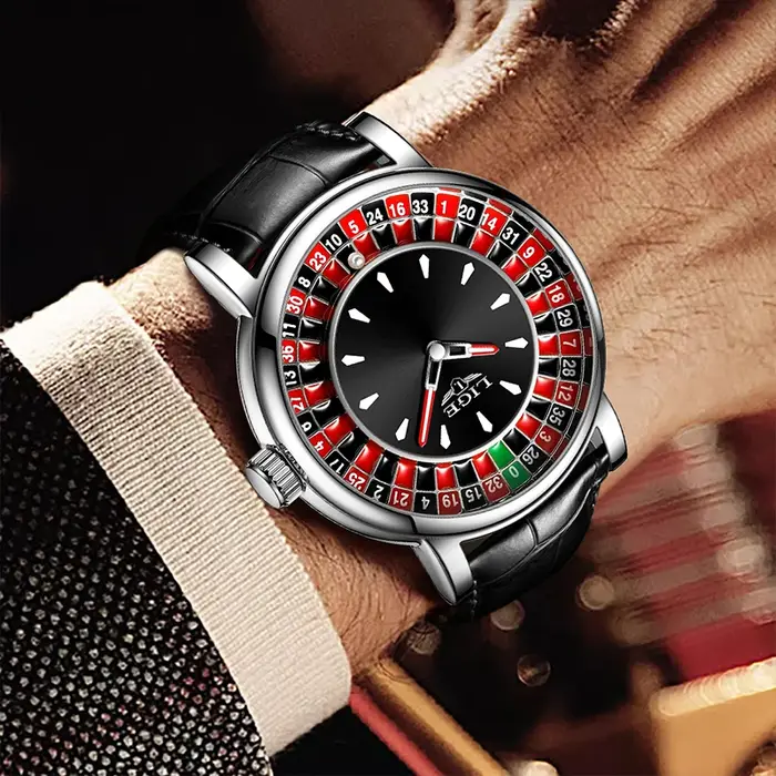 Lige nouvelles montres pour hommes en vedette étanche lumineux montre-bracelet à quartz cadran Las Vegas Roulette Table