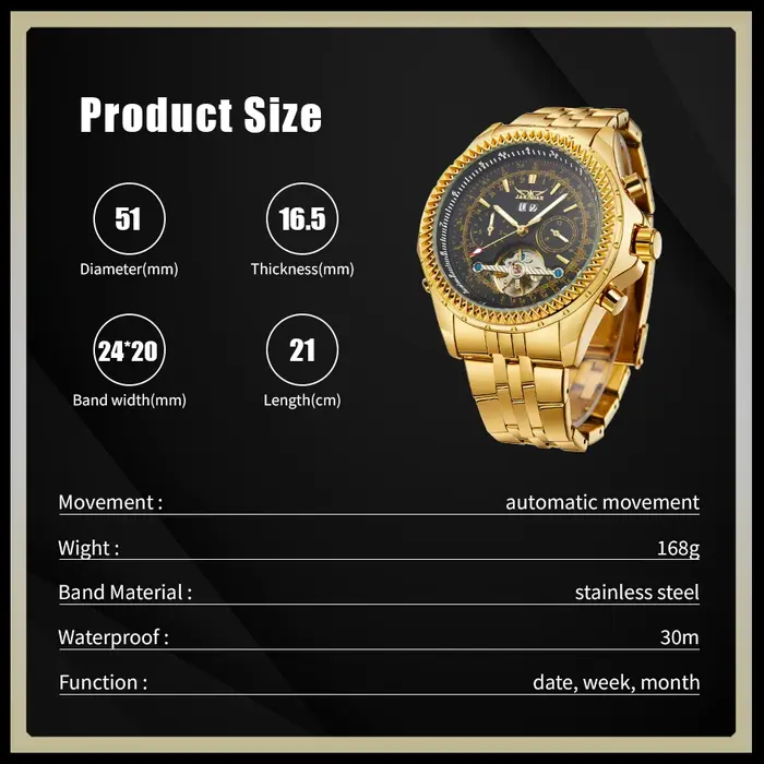 Montres pour hommes JARAGAR Sports, montre mécanique automatique de luxe de marque haut de gamme pour hommes, bracelet en acier inoxydable argenté, montre-bracelet militaire