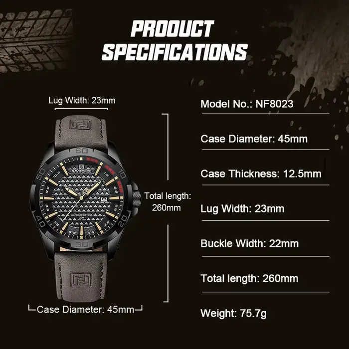 NAVIFORCE hommes Sport décontracté militaire Quartz calendrier montre-bracelet pour homme d'affaires en cuir étanche mâle horloge Relogio Masculino