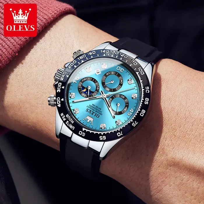OLEVS 2875 Original marque de luxe montre à Quartz pour hommes bracelet en Silicone chronographe Date automatique