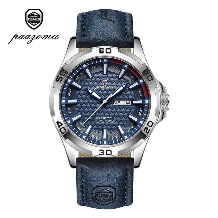 Paazomu Montre à quartz pour homme avec fenêtre de date et jour