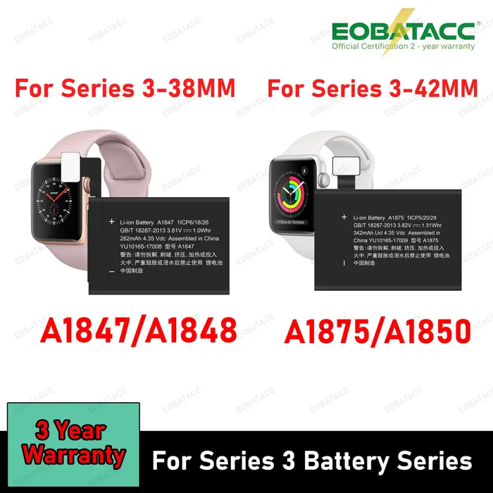Nouveau 100% A1847 A1848 A1850 A1875 pour Apple Watch série 3 GPS LTE 38mm IWatch 3 42mm Batteries d
