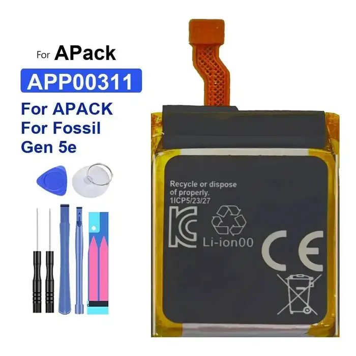Batterie de remplacement premium 300mAh APP00311 longue durée pour Apack pour Fossil Gen 5e pour montre connectée