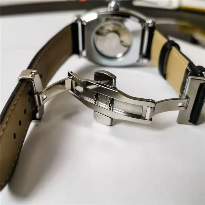 Montre mécanique automatique élégante pour homme avec tourbillon - Montre de luxe pour homme avec design squelette, bracelet en similicuir, style business casual, cadran en forme de baril - le cadeau 