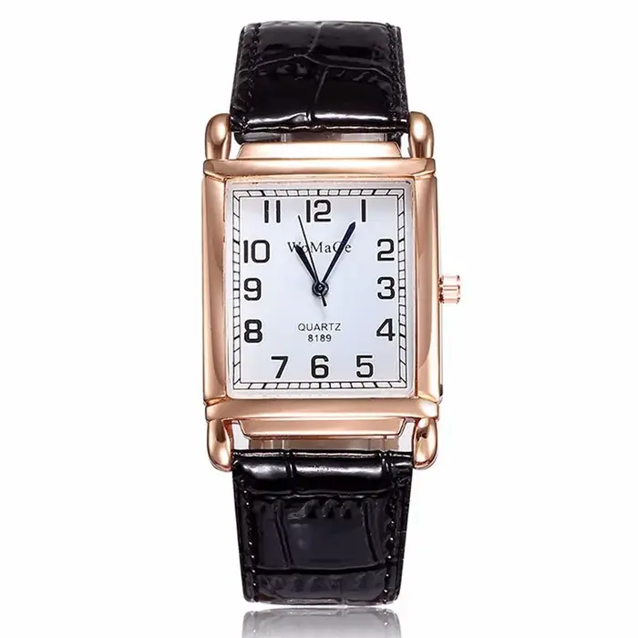 Montre carrée Vintage WoMaGe pour femme, bracelet en cuir, montre à Quartz pour femme, simple et élégante, cadeau pour femme
