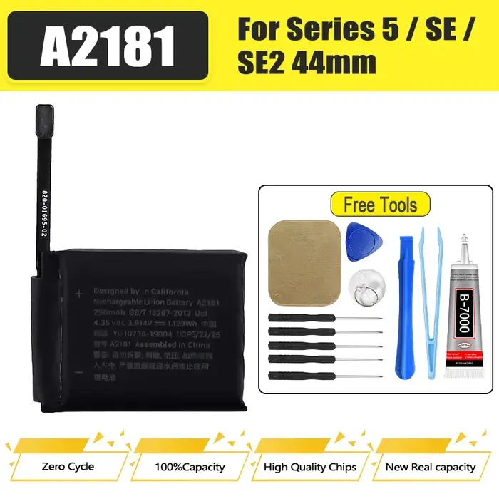 Batterie A2277 A2181 pour Apple Watch série 5 Series5 iWatch5 40mm 44mm