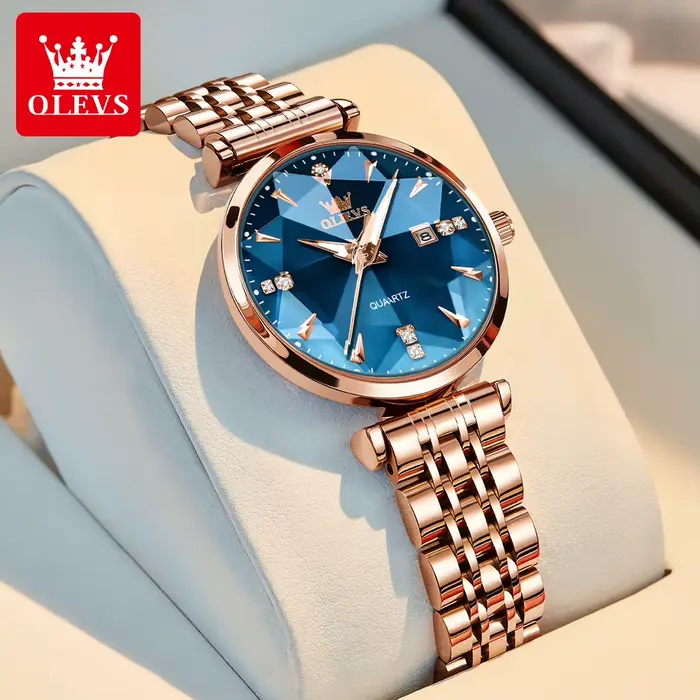 OLEVS montres pour femmes mode élégante forme rhombique miroir Original montre-bracelet à Quartz bracelet étanche Date