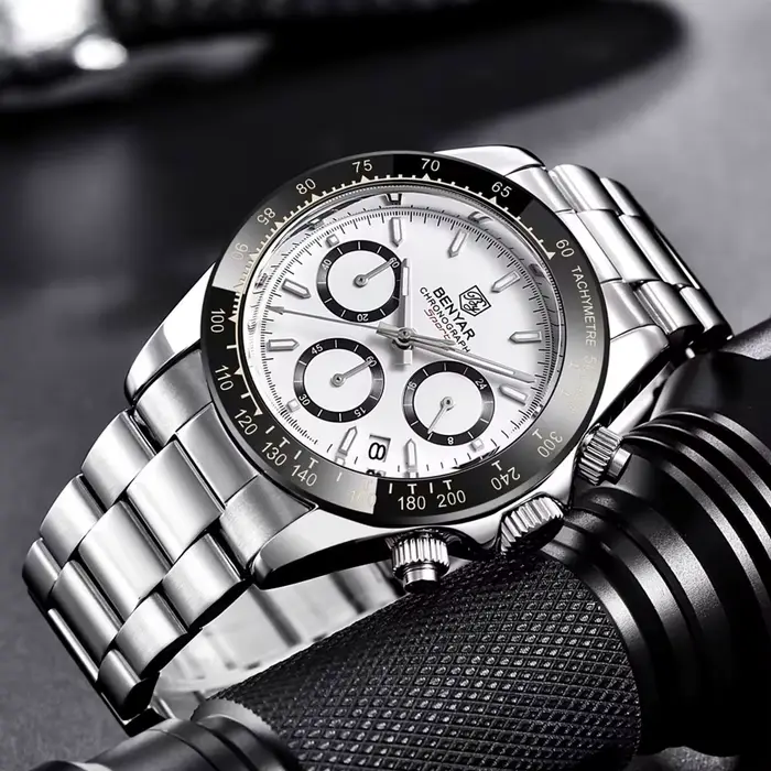 BENYAR 2026 nouveaux hommes montre 40mm montre-bracelet à Quartz classique de luxe chronographe en acier inoxydable