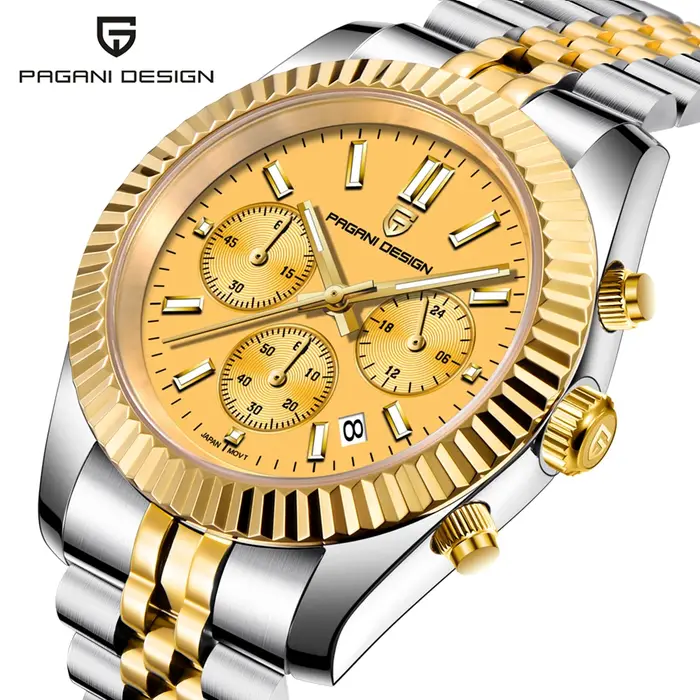 PAGANI DESIGN 2025 nouveau VD53 montre à quartz de luxe pour hommes 40MM en acier inoxydable saphir étanche 50m lumineux C3 relojes para hombre