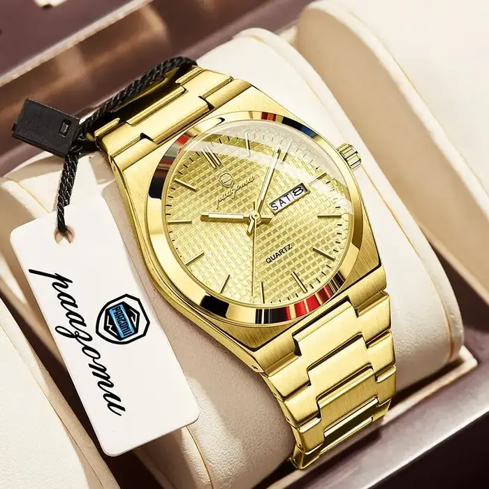 PAAZOMU Original luxe hommes horloge mode lumineux étanche chronographe Date montre pour homme en cuir Quartz