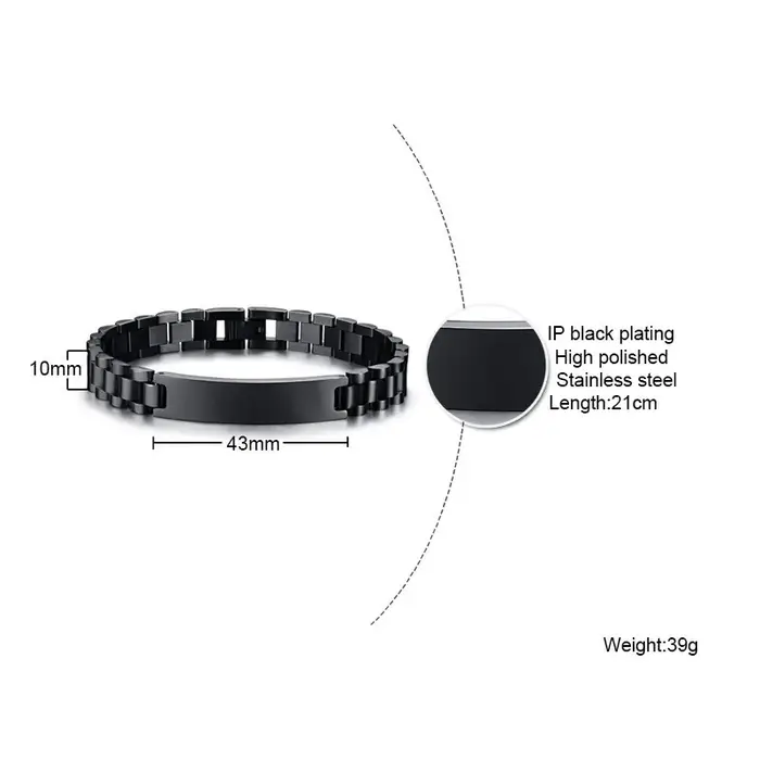 Vnox minimaliste étiquette d'identification Bracelets pour hommes haute poli en acier inoxydable chaîne vierge bracelet mâle Gentleman cadeau d'affaires