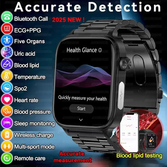 Nouvelle montre connectée 2025 pour hommes et femmes avec surveillance 24h/24 de la santé