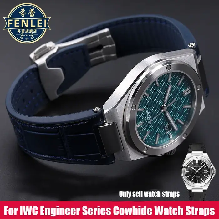 Bracelet de montre en cuir véritable pour homme