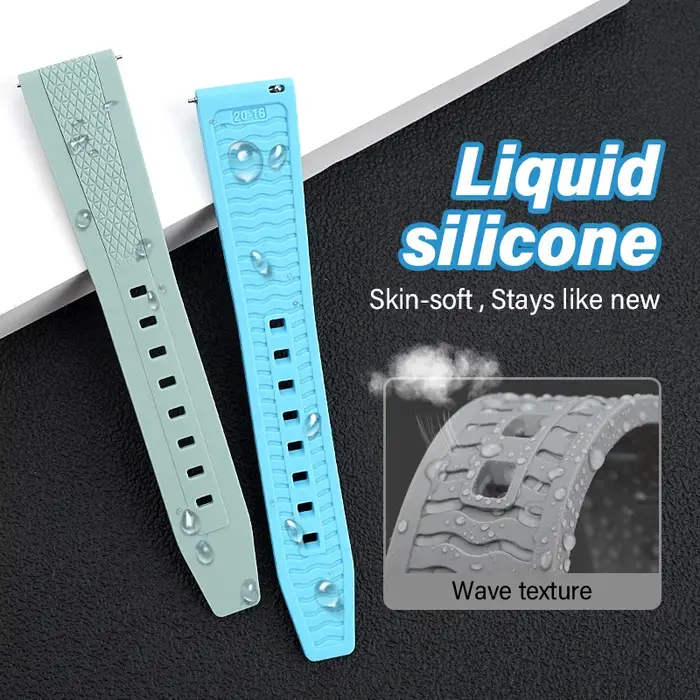 Nouveau bracelet de montre en silicone liquide 20/22 mm universel à libération rapide