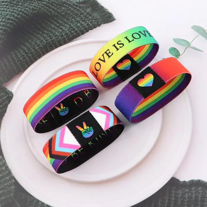Bracelet arc-en-ciel en polyester