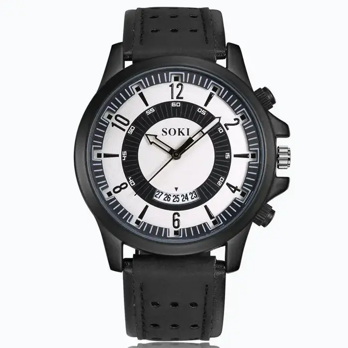SOKI Sport hommes montre en cuir militaire mode montres