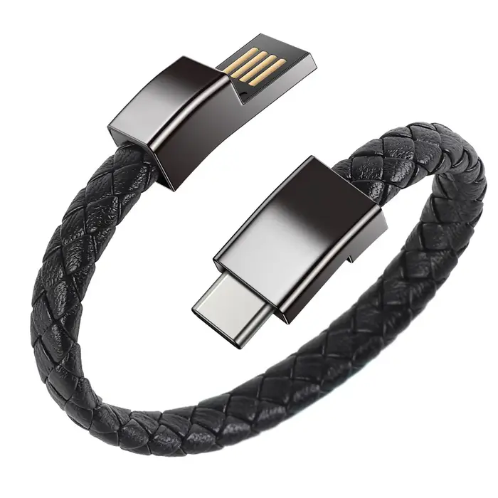 Câble de charge USB en forme de bracelet, double tressage, pour iPhone, Type-C, Micro, téléphone por