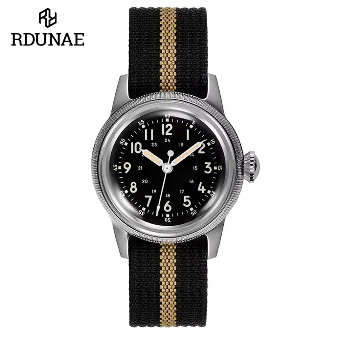 RDUNAE RA05 montre militaire rétro en acier inoxydable 316L K1 verre minéral personnalité lumineuse 