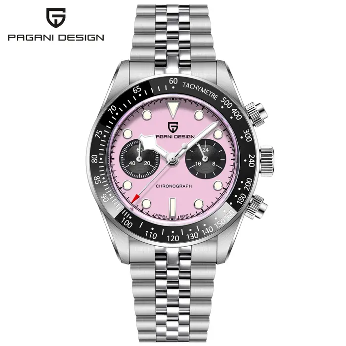 Montres pour hommes PAGANI DESIGN 2026 Nouvelle montre chronographe à cadran rose BB Panda Mode Luxe Quartz