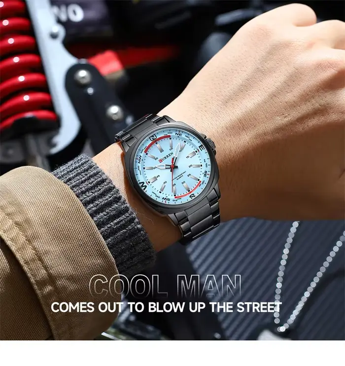 CURREN 8455 montre à Quartz de mode pour hommes affaires bracelet en acier inoxydable veilleuse étanche