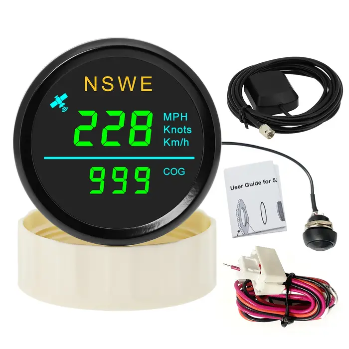 Compteur de vitesse GPS numérique étanche 52MM avec antenne GPS KMH MPH noeuds COG GPS pour voiture 
