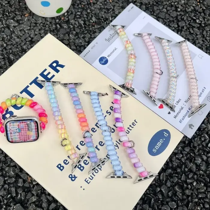 Sangle élastique en forme de spirale de couleur bonbon pour bracelet Apple Watch 38/42 40/44mm 41/45mm Convient pour IWatch 11 10 9 8 7 Ultra 3 2 49mm