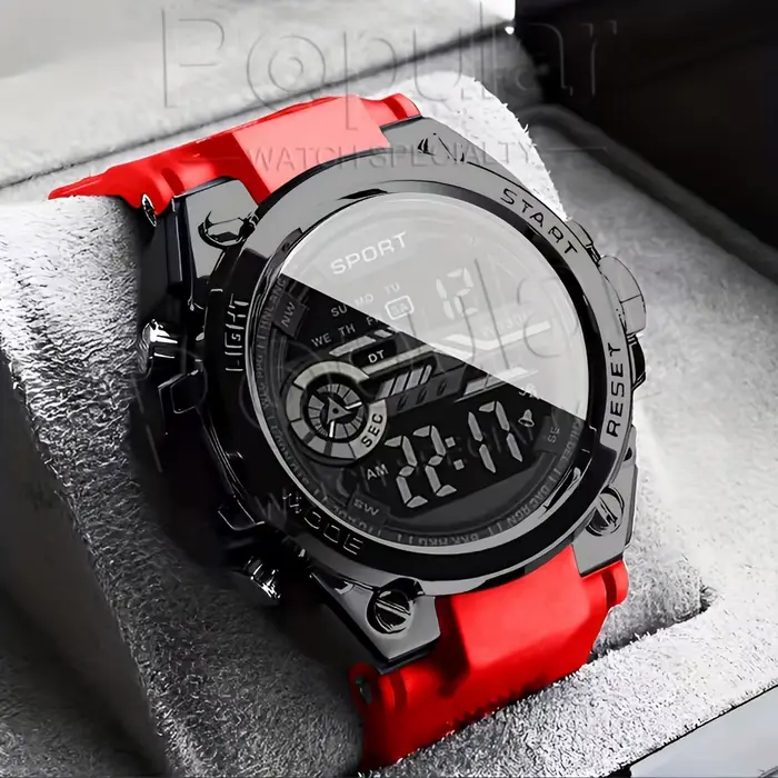 Montre de sport multifonction pour hommes, étanche, lumineuse, réveil, numérique LED, grand cadran, 