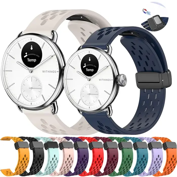 Bracelet magnétique en Silicone de 18mm 20mm pour Withings ScanWatch 2, bracelet de Sport de 38mm/42mm pour Steel HR 36mm/40mm/Light/HR Sport/Move/ECG