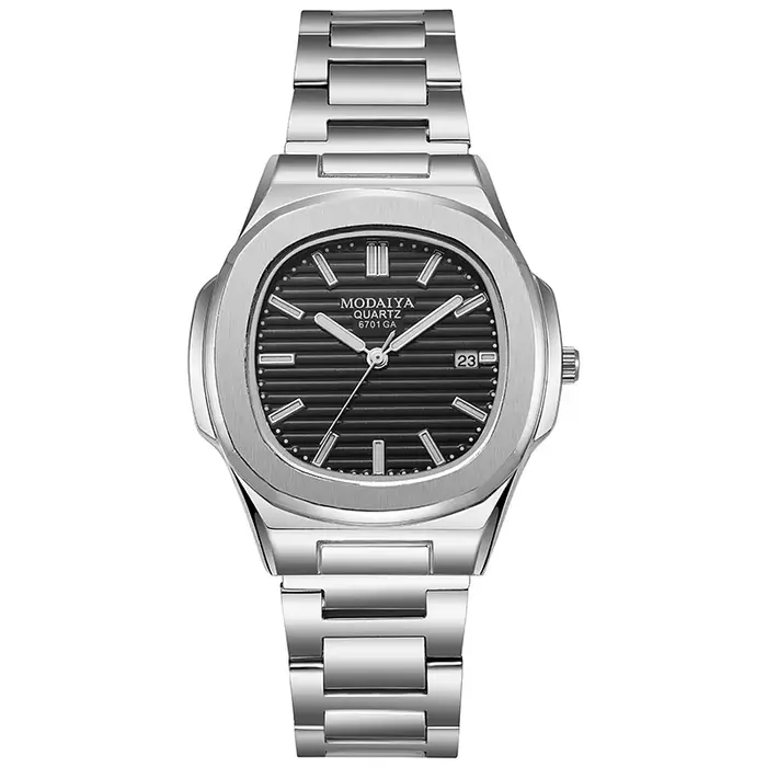 Montres à quartz carrées de luxe pour hommes, design classique à rayures, cadran avec bracelet en ac
