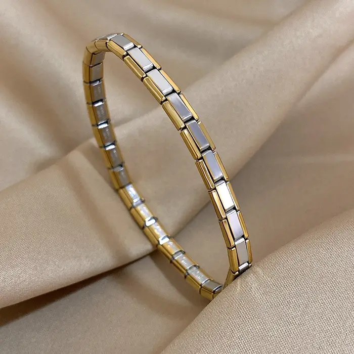 À la mode minimaliste nouveau Bracelet élastique en acier inoxydable liens italiens