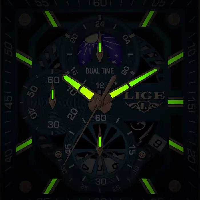 Montres pour hommes LIGE Top marque de luxe chronographe montre de sport carrée mode