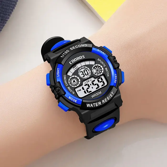 Montres de sport pour enfants COOBOS, montre numérique LED étanche pour enfants, multifonctionnelle, lumineuse, pour filles et garçons, Relogio Infantil