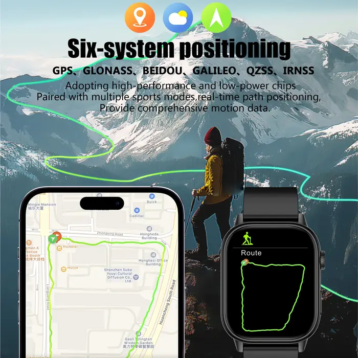 Nouveau Ciberer QX17 GPS montre intelligente Ultra-grand 2.01 ''affichage GPS et Multi GNSS santé et suivi du Fitness appel vocal Smartwatch