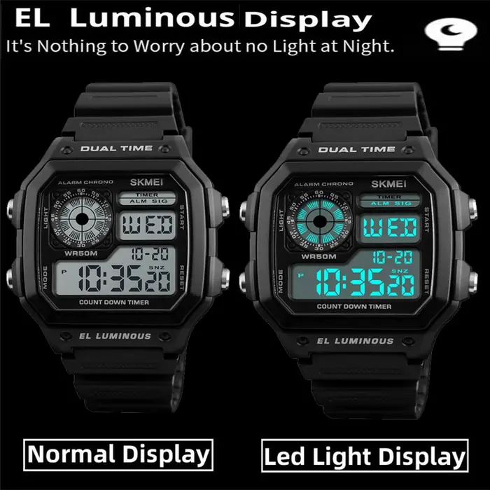 Montres-bracelets numériques étanches pour hommes