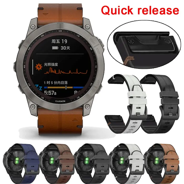 Bracelet en silicone en cuir véritable pour Garmin, montre intelligente de sport, facile à installer, 22mm, 26mm, Epix Gen2, Fenix8 E 7 7X 5Plus 6 6X Pro