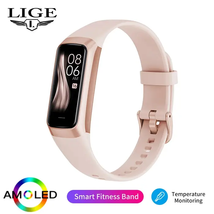 LIGE-Montre connectée étanche pour IOS et Android, écran AMOLED de 1.1 pouces, pour le sport, la nat