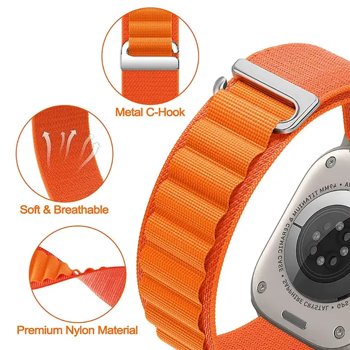 Bracelet en Nylon à boucle alpine pour Apple Watch 41 42 44 45 49mm 46mm hommes femmes