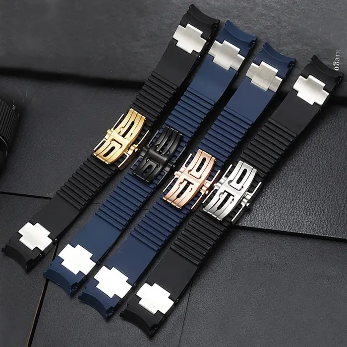 Pour Ulysse Nardin 263 DIVER bracelet de montre en caoutchouc à extrémité incurvée